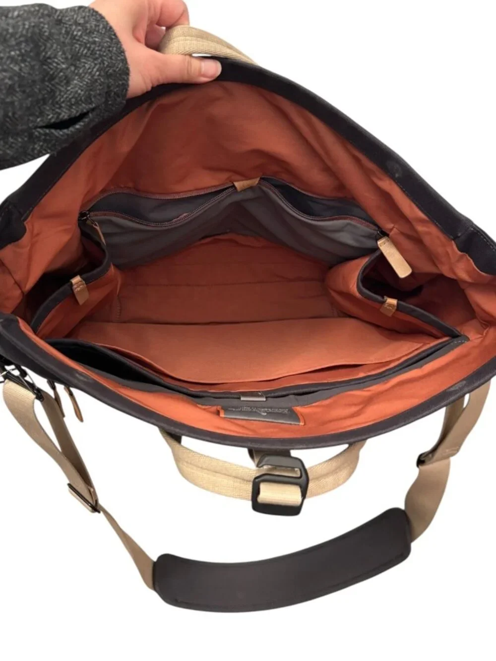 Bellroy Black Orange Canvas System Work Messenger Bag 18 x 13